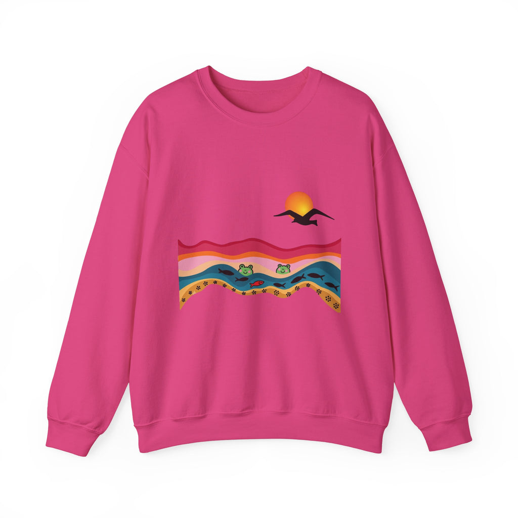 Desert Sunset Landscape Sweatshirt | Sunset Dunes with Road and Bird
