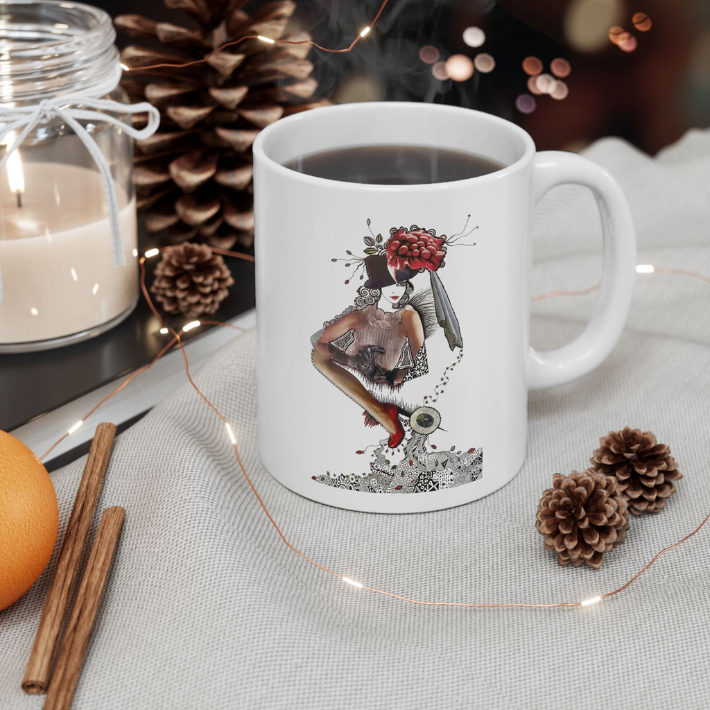 Floral Deer Illustration Mug | Ceramic Coffee Cup