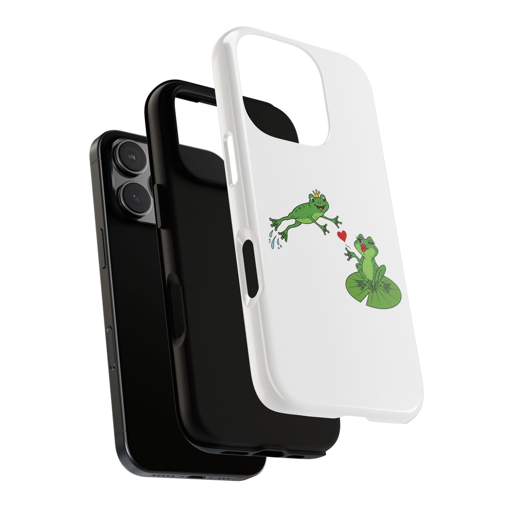 Kissing Frog Illustration Tough Phone Case | Cute Lily Pad Love Design