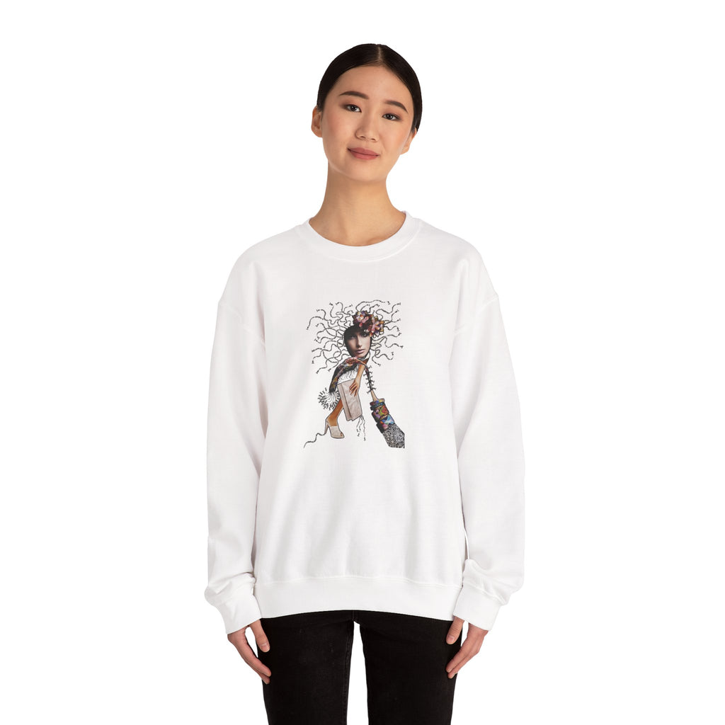 Medusa Goddess Crewneck Sweatshirt — Mythic Floral Medusa Design