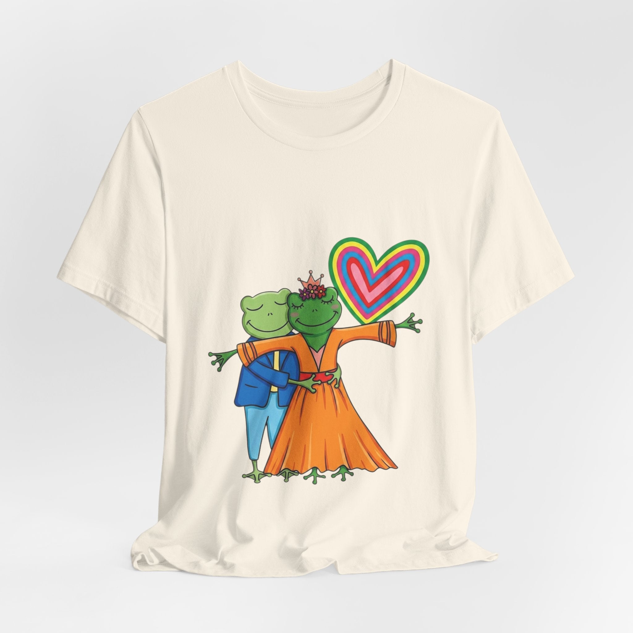 Frog Prince & Princess Couple Tee — Rainbow Heart Love T-Shirt