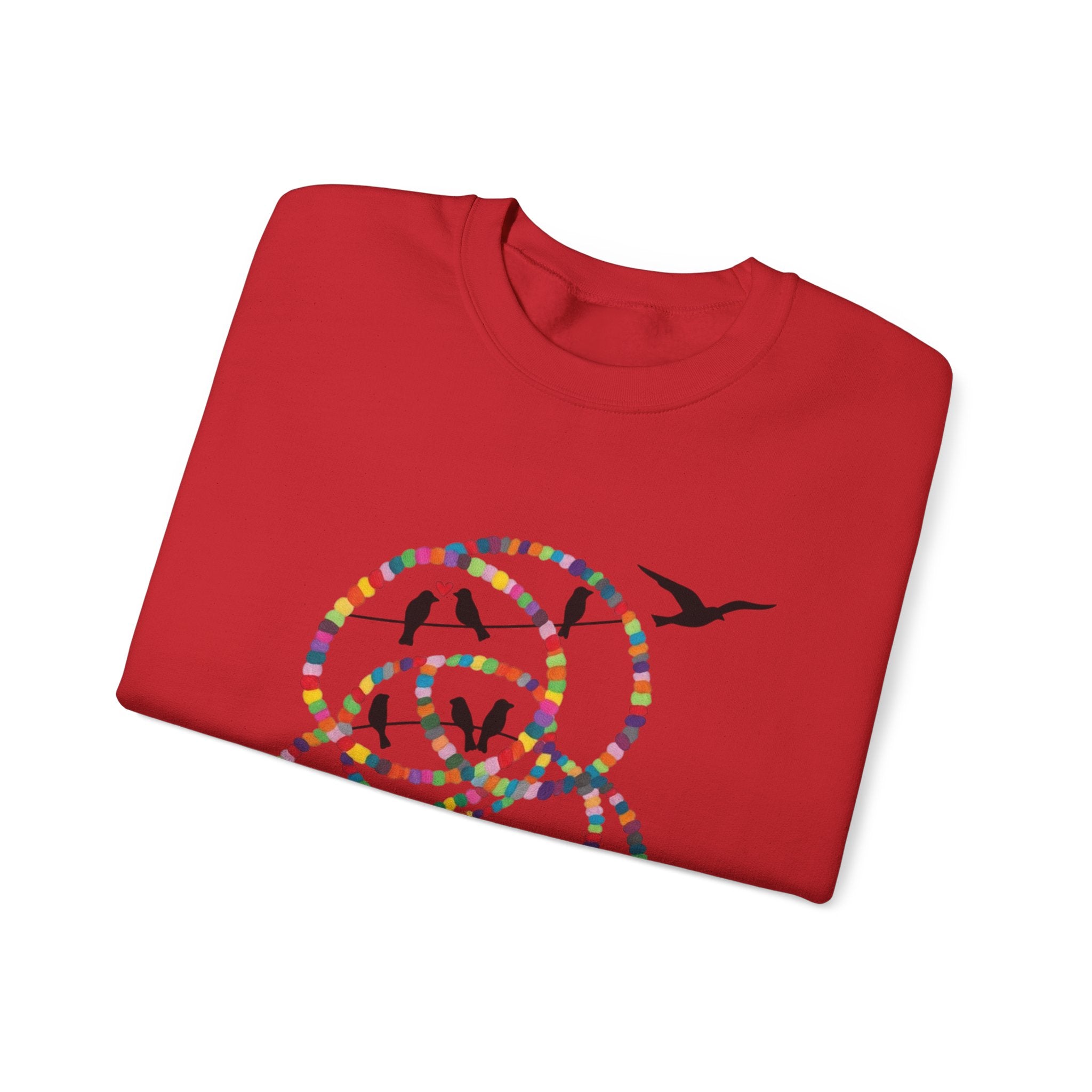 Colorful Hoop Birds sweatshirt | Minimal Circles Bird Silhouette Crewneck
