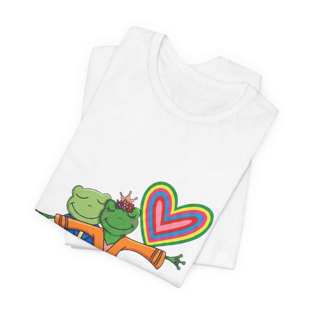 Frog Prince & Princess Couple Tee — Rainbow Heart Love T-Shirt