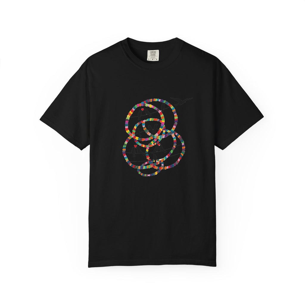 Bird Flight Graphic T-Shirt — Colorful Ring Silhouette Tee