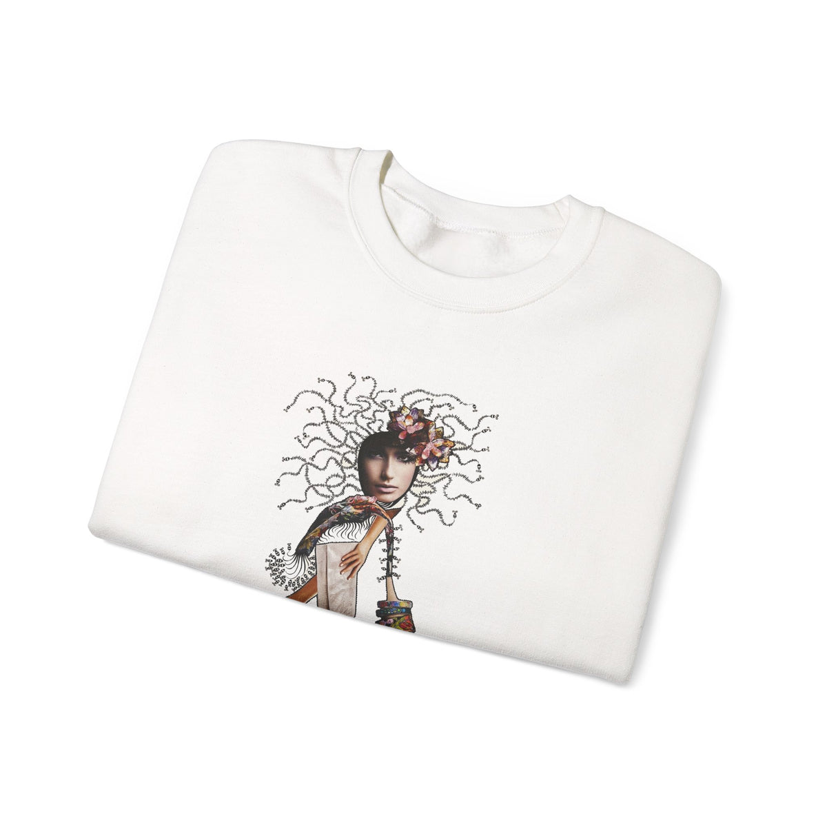 Medusa Goddess Crewneck Sweatshirt — Mythic Floral Medusa Design