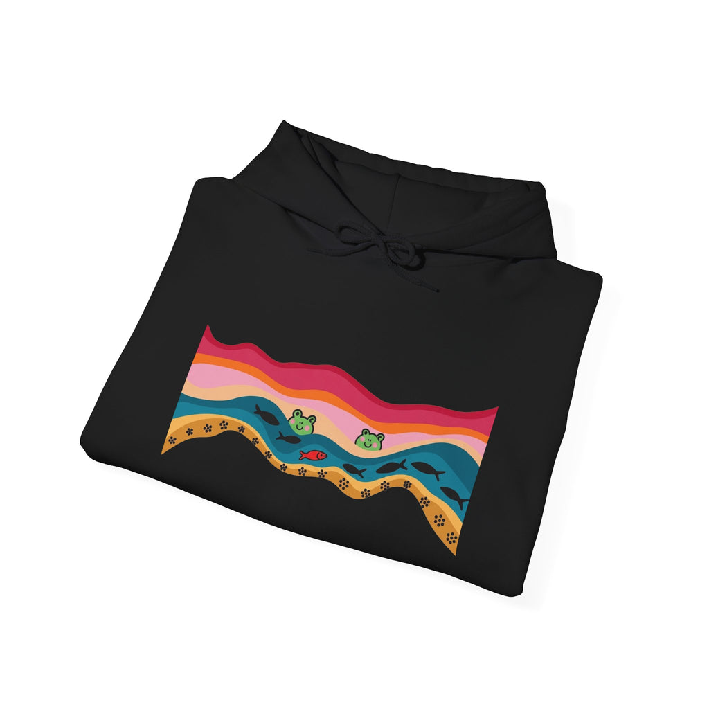 Desert Wave Hoodie — Colorful Sunset Landscape Graphic Sweatshirt