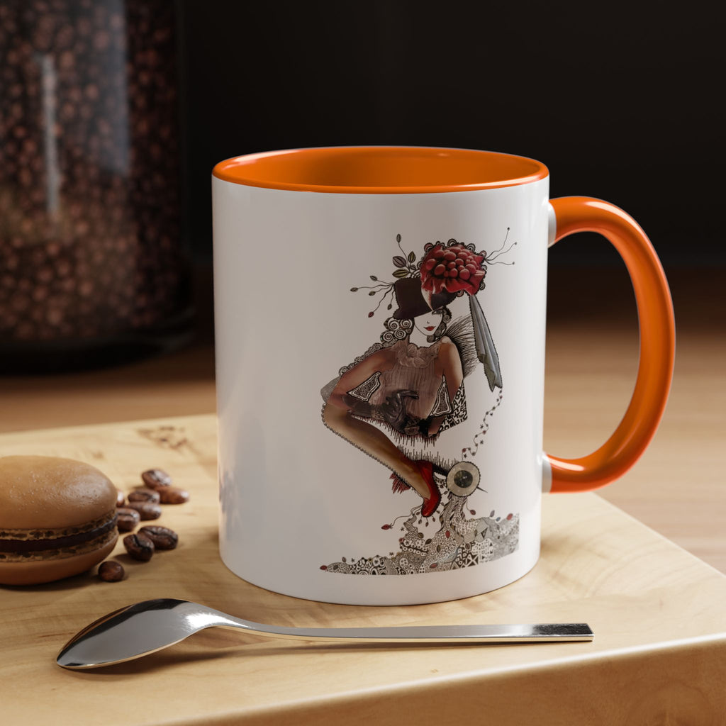 Floral Skull Pinup Mug | Accent Coffee Mug