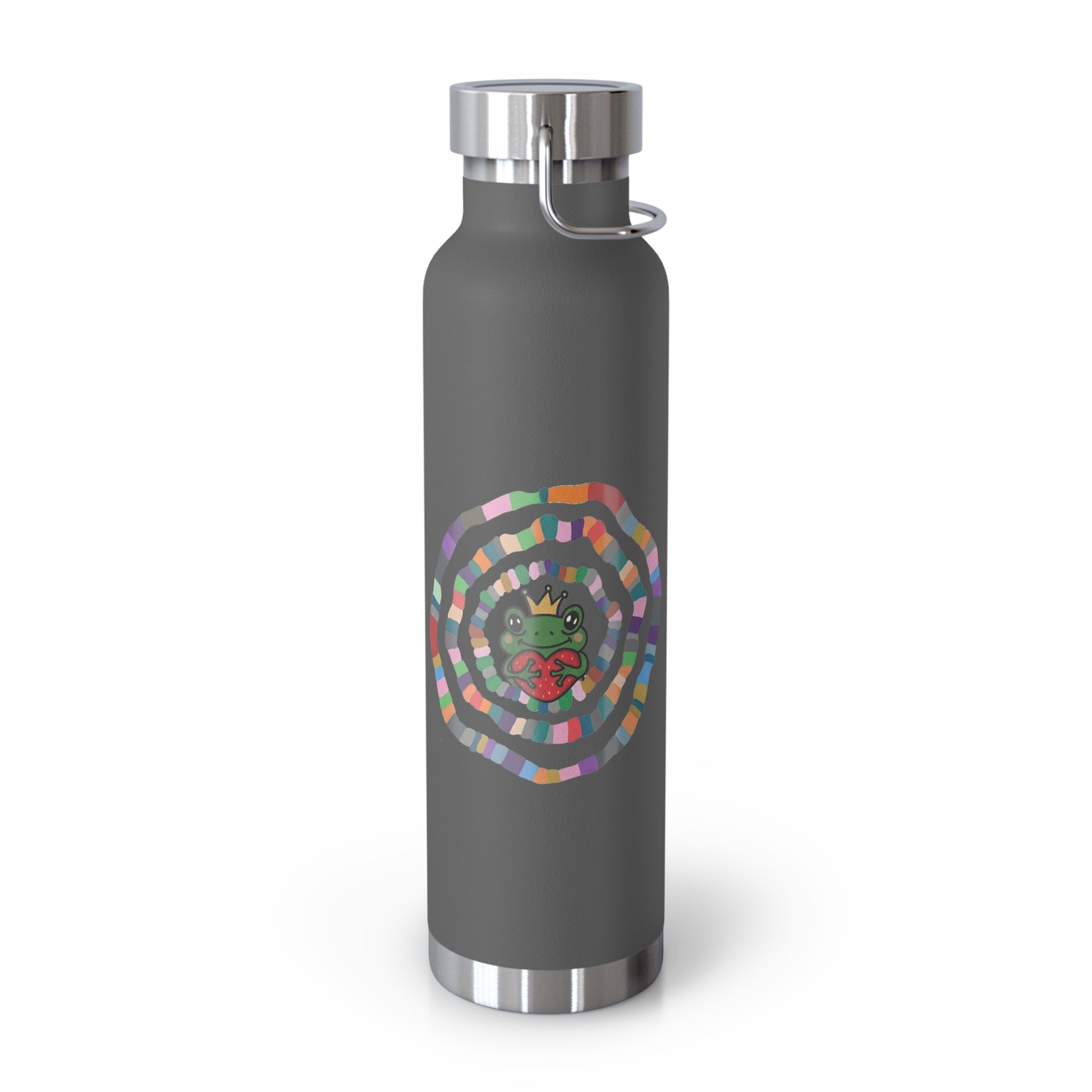 Colorful Mosaic Frog Heart Copper Water Bottle, 22oz