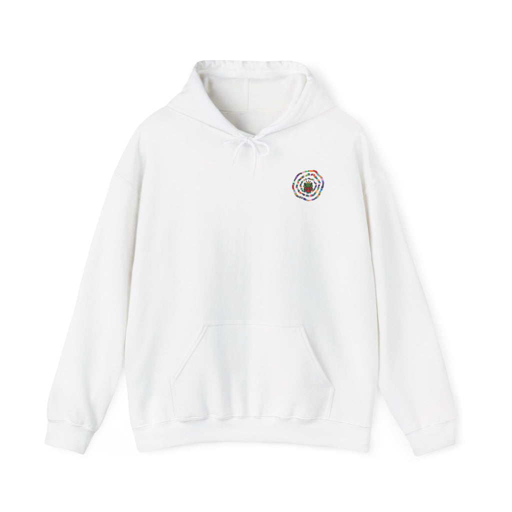Floral Mandala Logo Hoodie | Small Chest Emblem Sweatshirt