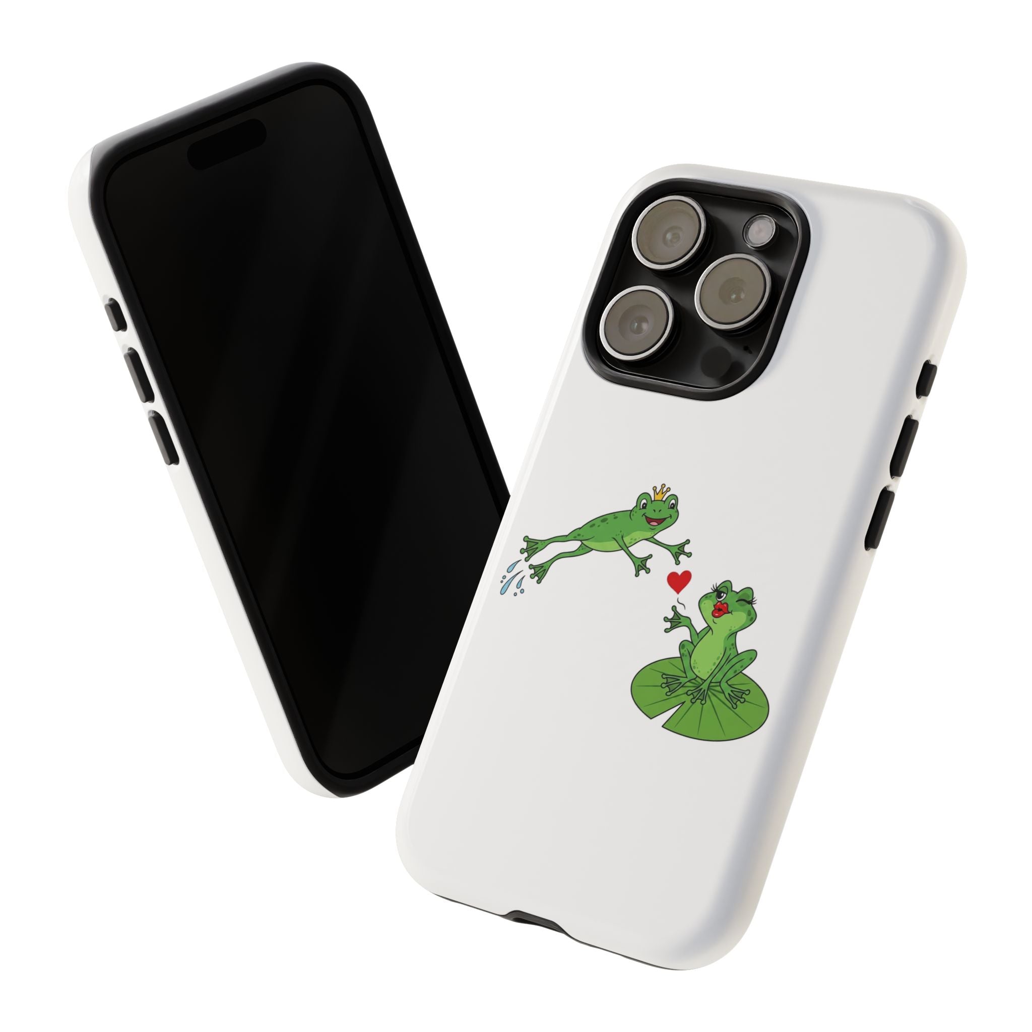Kissing Frog Illustration Tough Phone Case | Cute Lily Pad Love Design