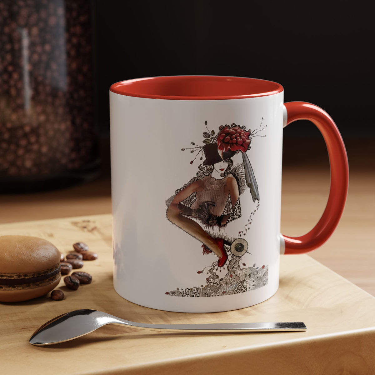 Floral Skull Pinup Mug | Accent Coffee Mug