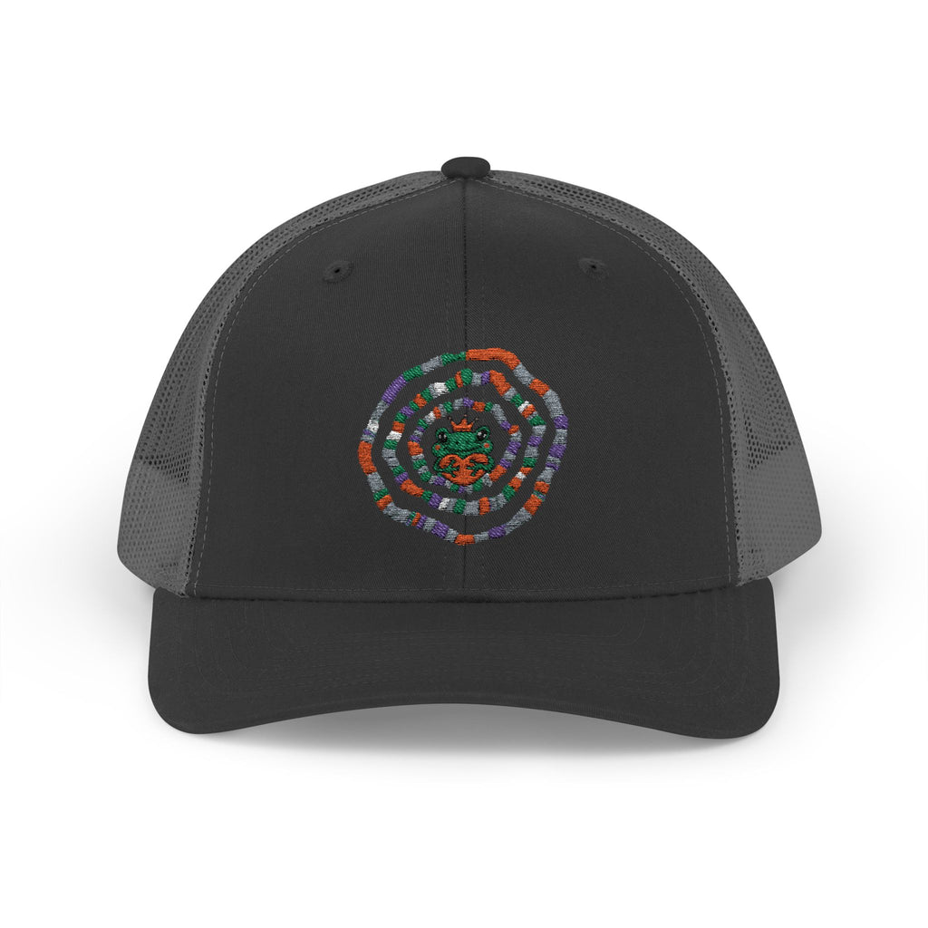 Spiral Mosaic Flower Snapback Trucker Cap | Embroidered Floral Circle
