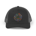 Spiral Mosaic Flower Snapback Trucker Cap | Embroidered Floral Circle