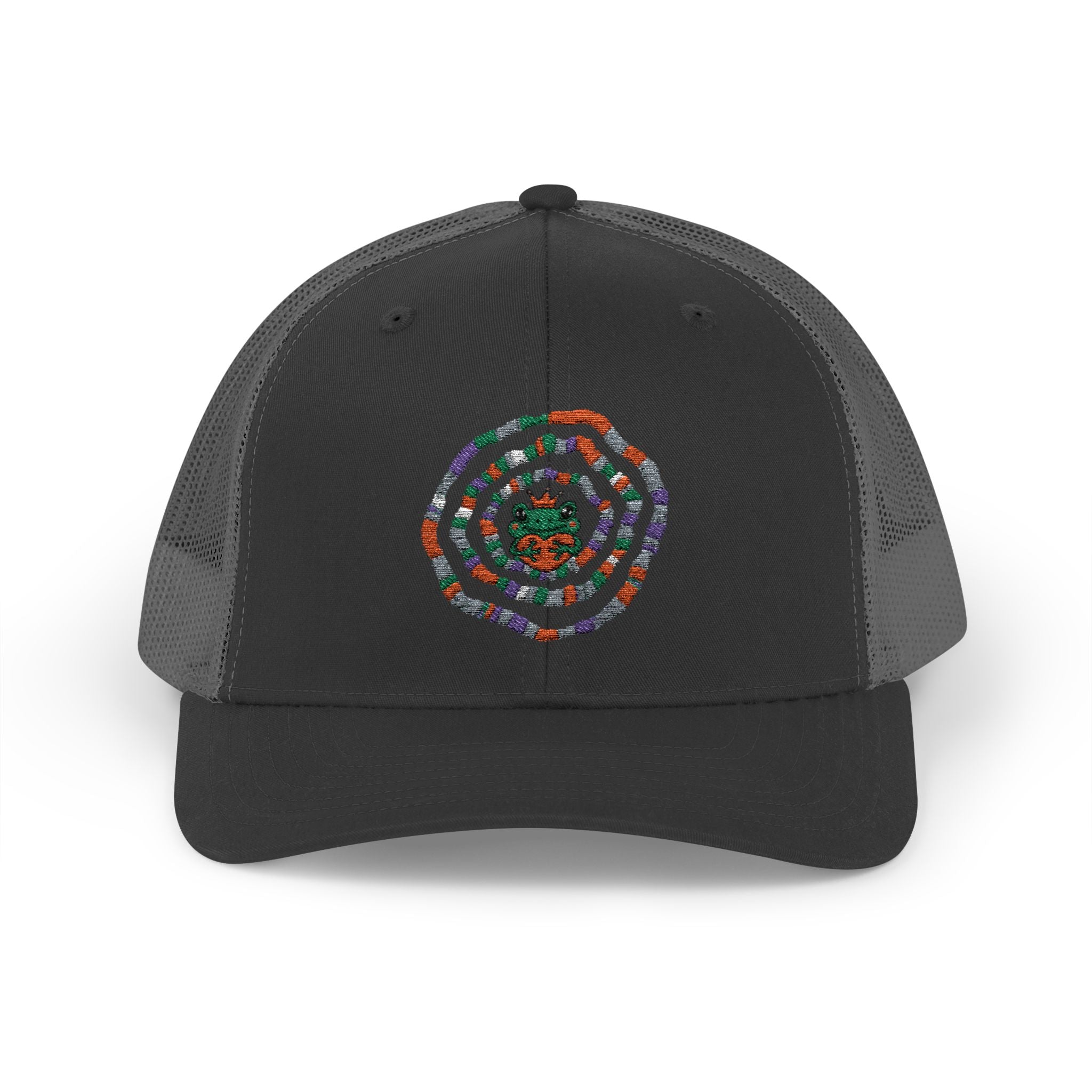 Spiral Mosaic Flower Snapback Trucker Cap | Embroidered Floral Circle