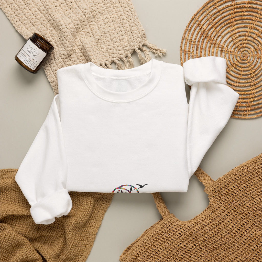 Crewneck Sweatshirt — Minimal Cute Ghost Embroidery