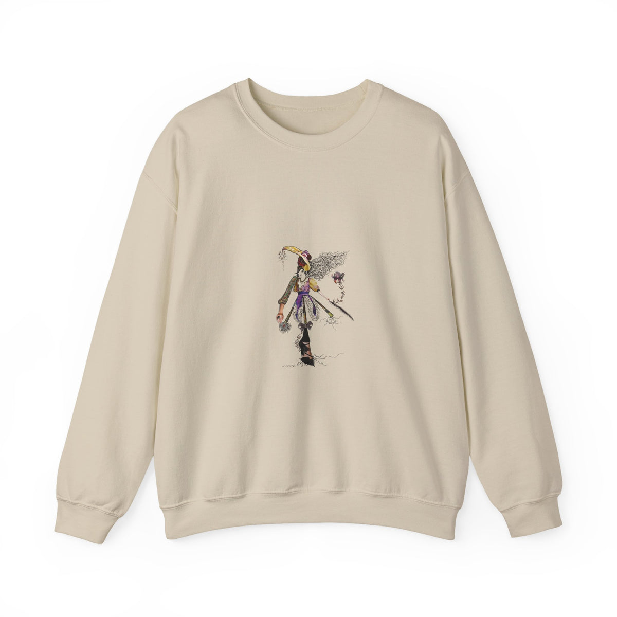 Crewneck Sweatshirt - Gothic Jester Skeleton Illustration