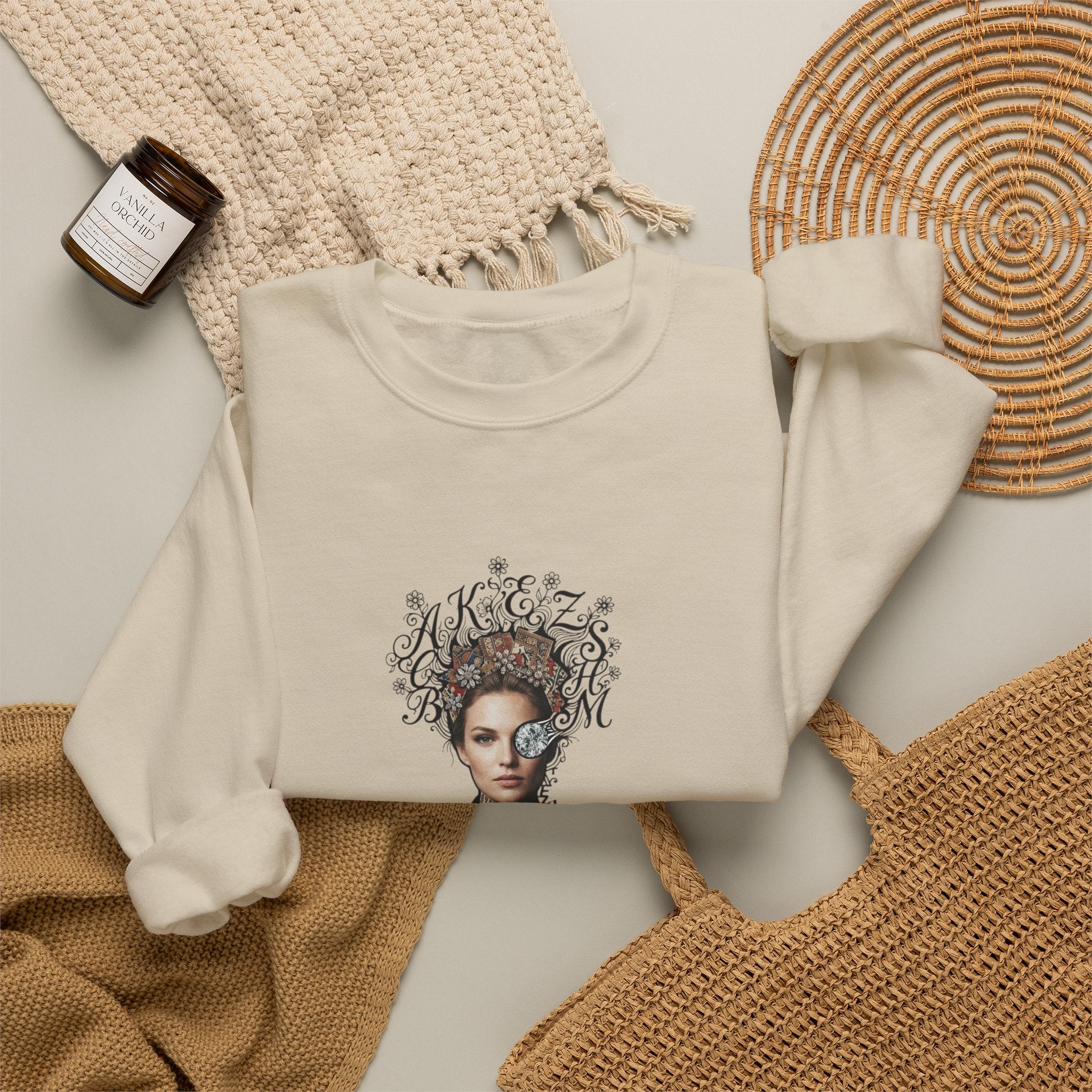 Queen of Hearts Portrait Crewneck Sweatshirt