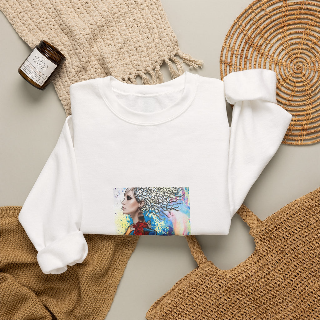 Crewneck Sweatshirt — Colorful Watercolor Portrait Art Print