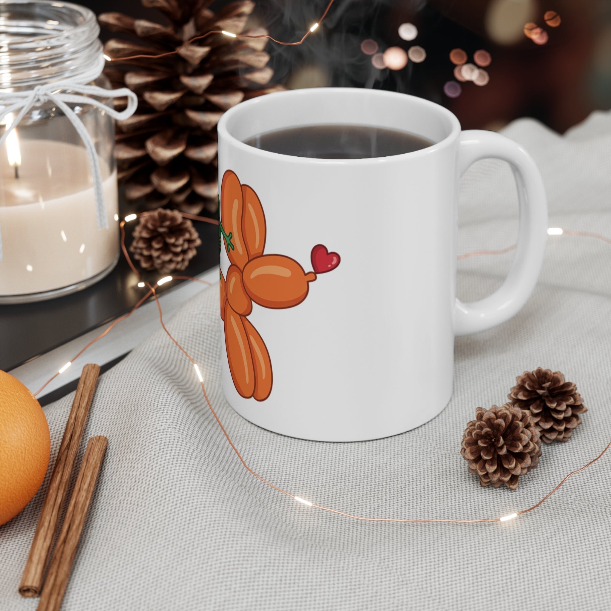 Frog Prince on Balloon Dog Mug | Cute Cartoon Heart Crown