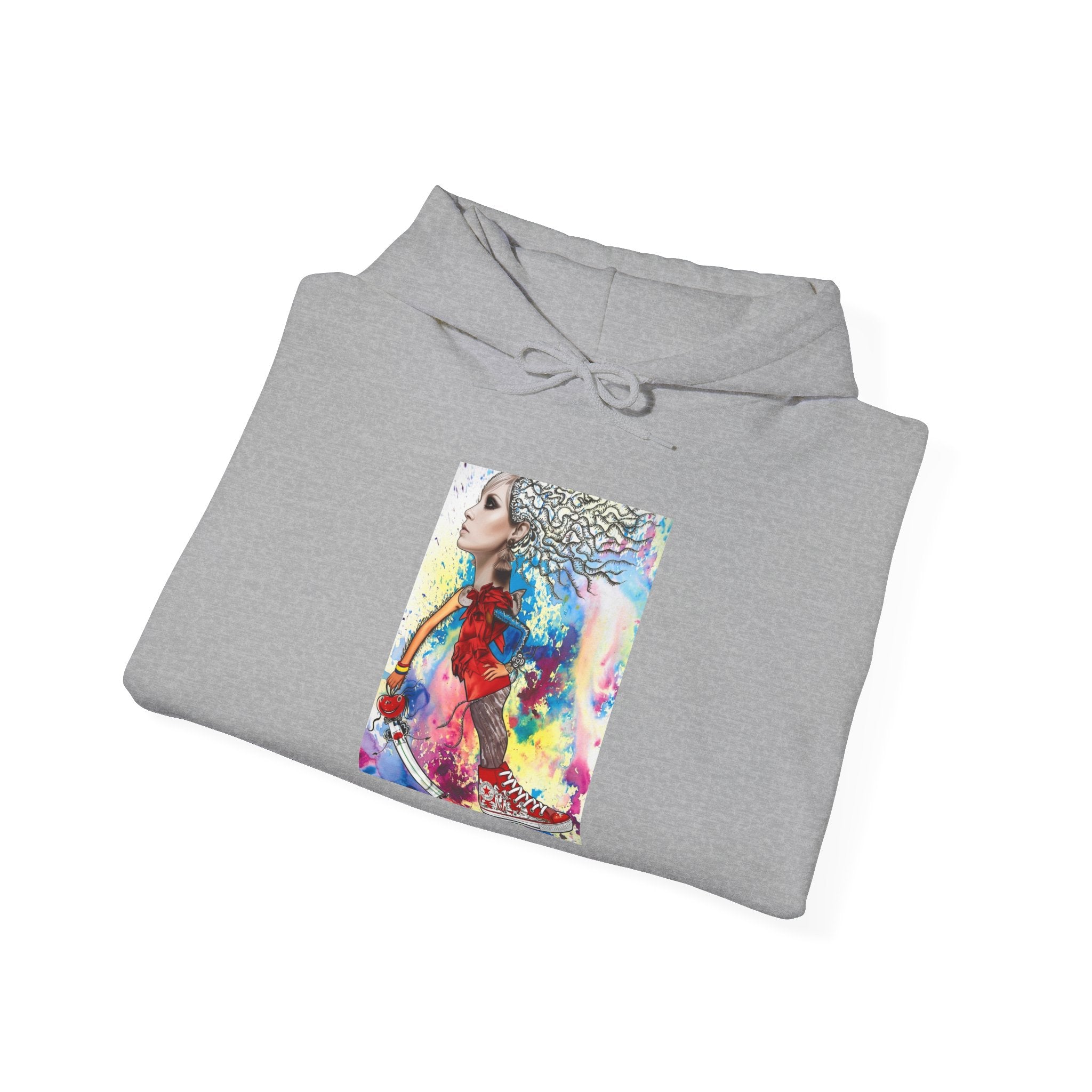 Colorful Mermaid Art Hoodie — Vibrant Watercolor Seahorse & Mermaid Graphic