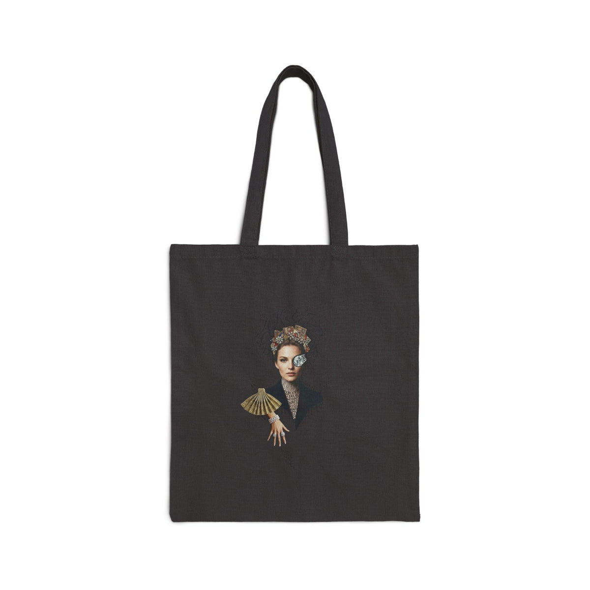 Artistic Queen Portrait Tote Bag — Regal Fashion Illustration Canvas Tote