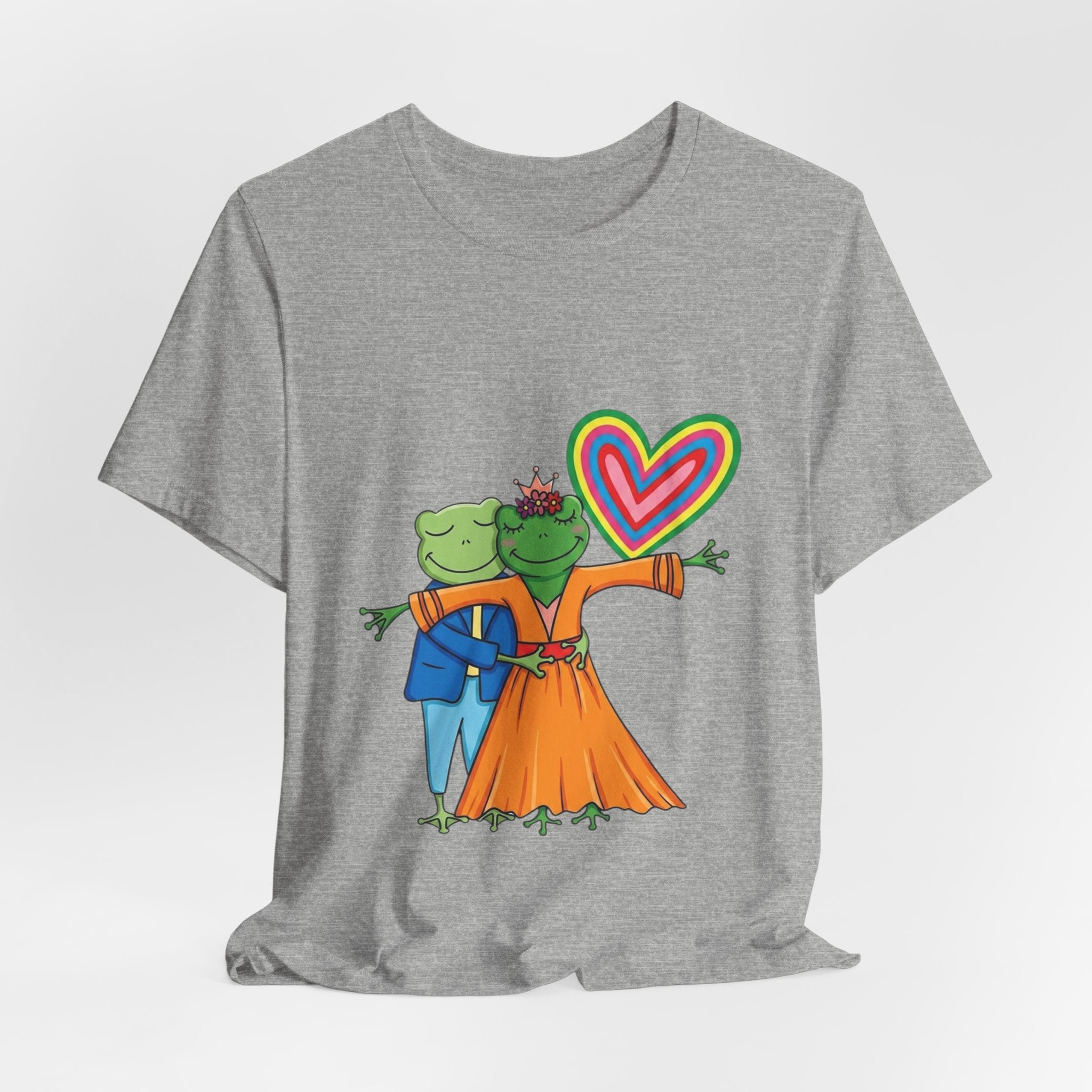 Frog Prince & Princess Couple Tee — Rainbow Heart Love T-Shirt