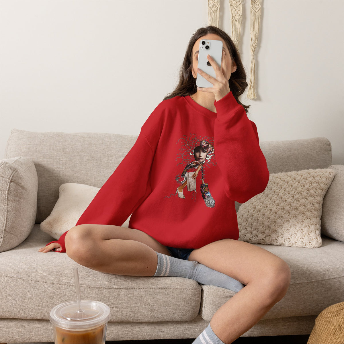 Medusa Goddess Crewneck Sweatshirt — Mythic Floral Medusa Design