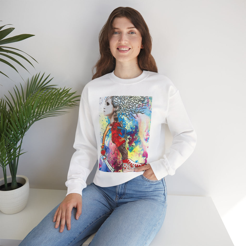 Colorful Abstract Woman Portrait Sweatshirt | Psychedelic Paint Art