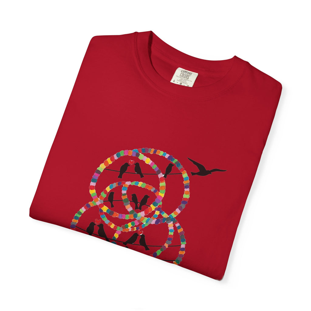 Bird Flight Graphic T-Shirt — Colorful Ring Silhouette Tee