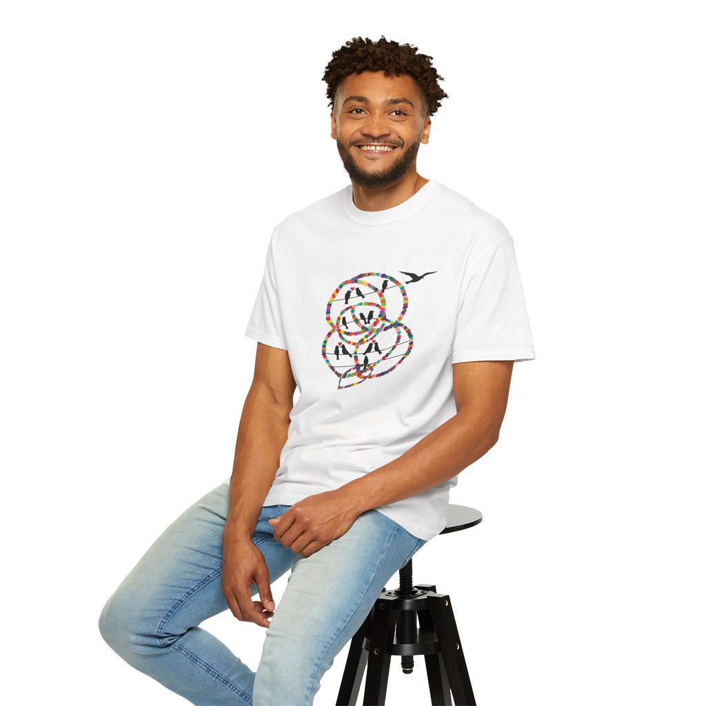 Bird Flight Graphic T-Shirt — Colorful Ring Silhouette Tee