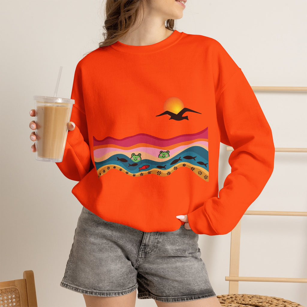Desert Sunset Landscape Sweatshirt | Sunset Dunes with Road and Bird