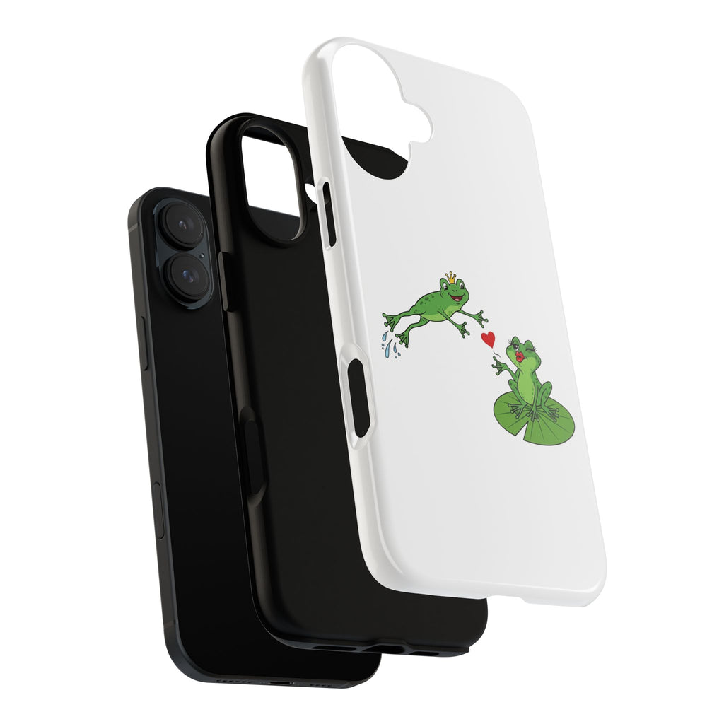 Kissing Frog Illustration Tough Phone Case | Cute Lily Pad Love Design