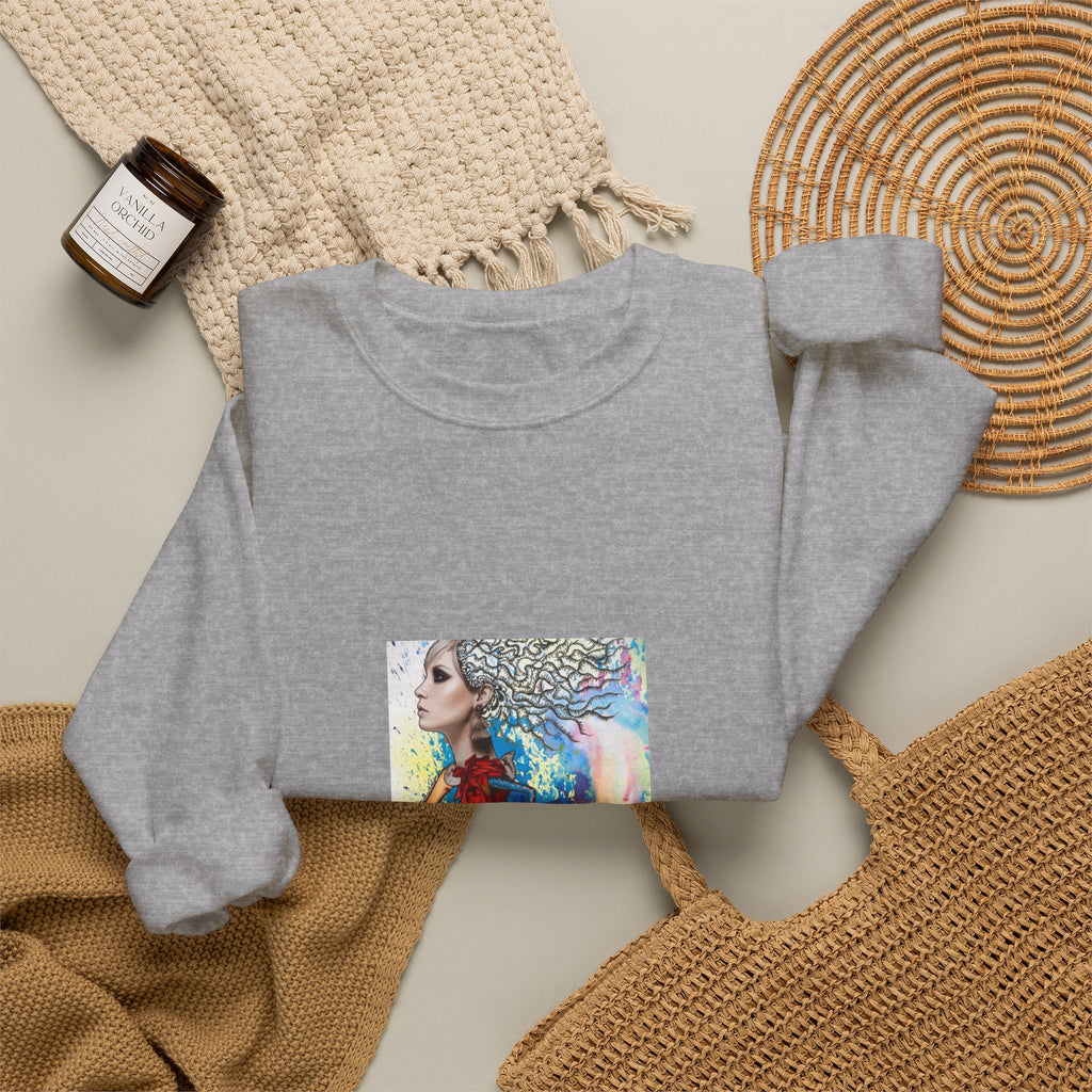 Crewneck Sweatshirt — Colorful Watercolor Portrait Art Print