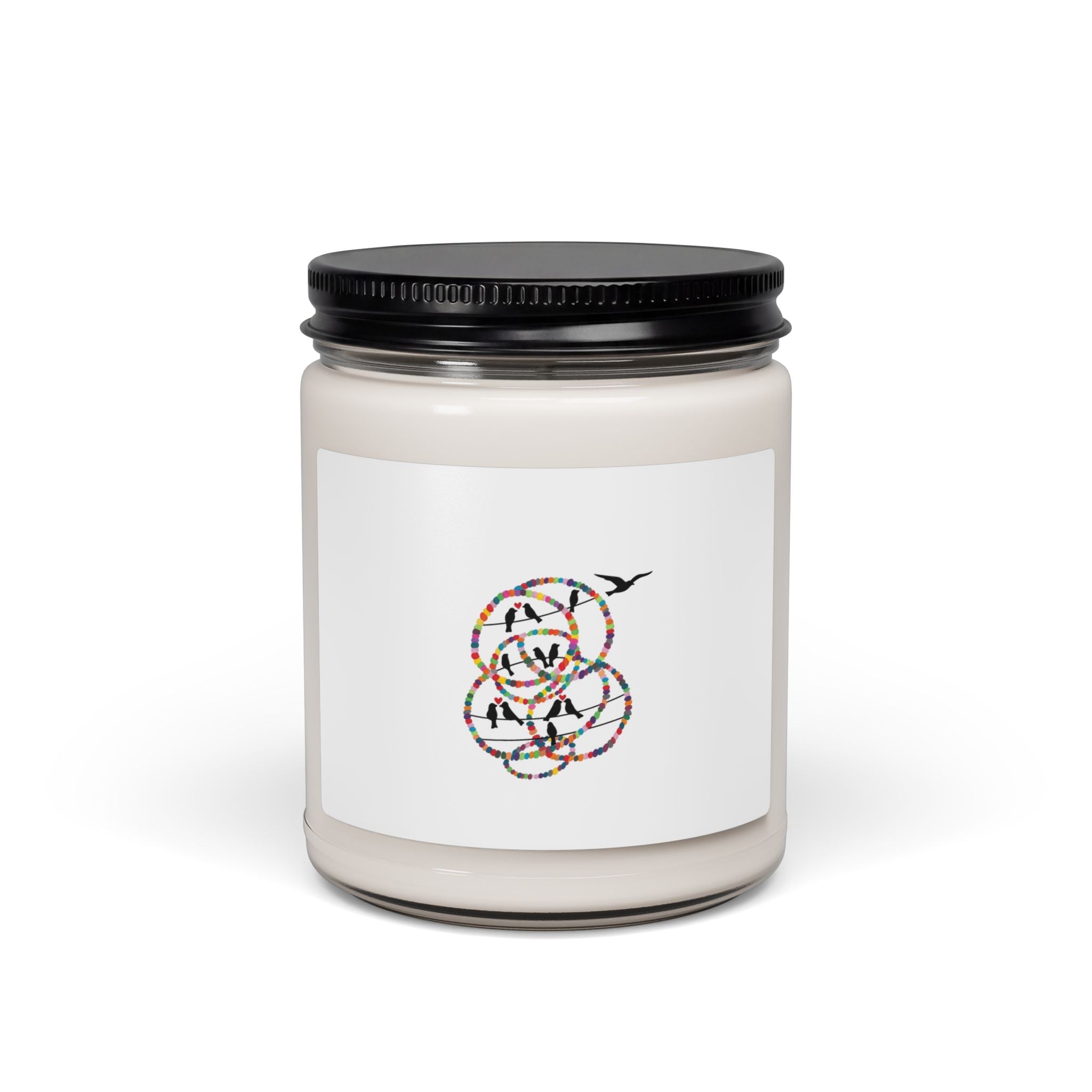 Soy Candle — Multicolor Concentric Rose Graphic, 9oz Scented Jar