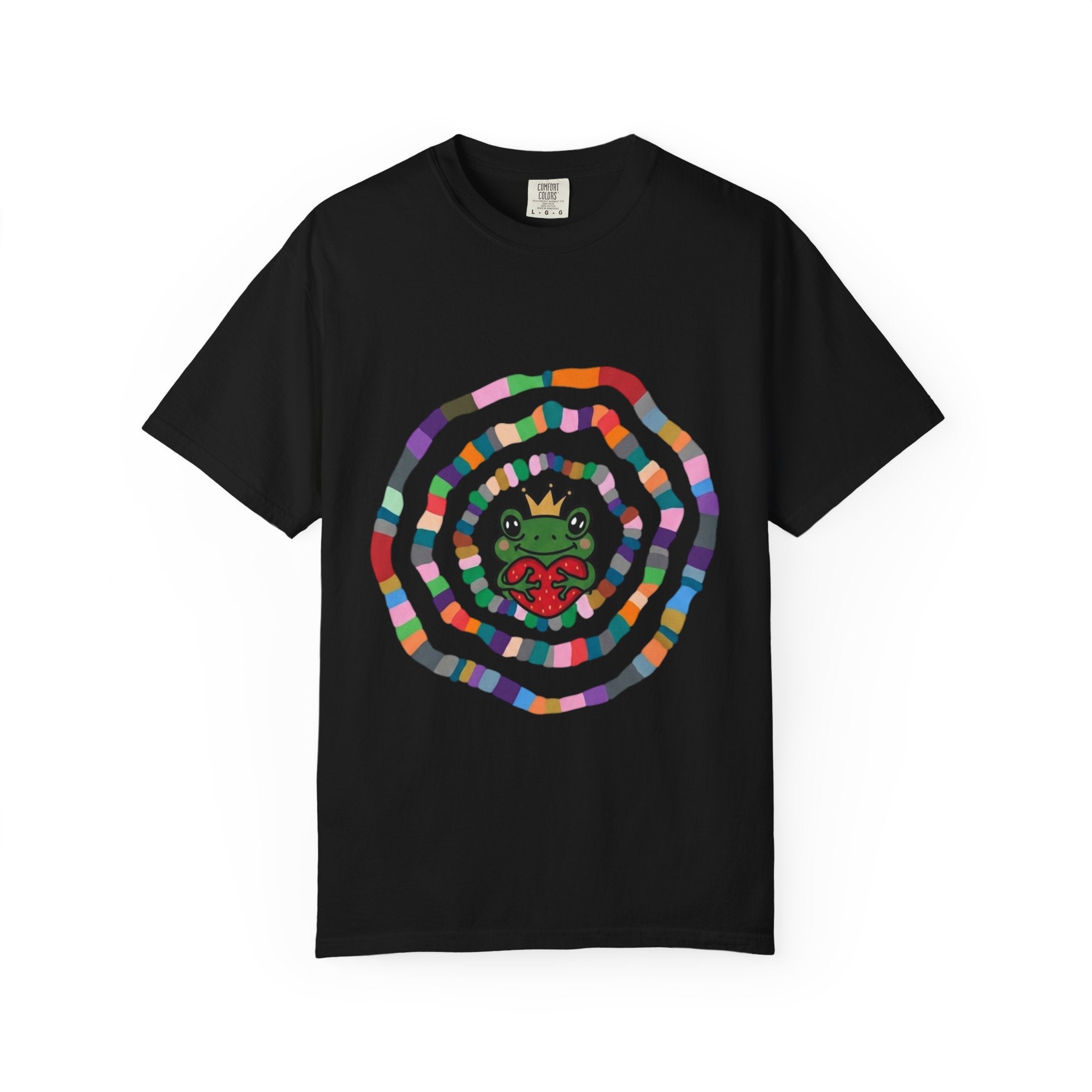 Crowned Frog Heart T-Shirt | Colorful Spiral Doodle