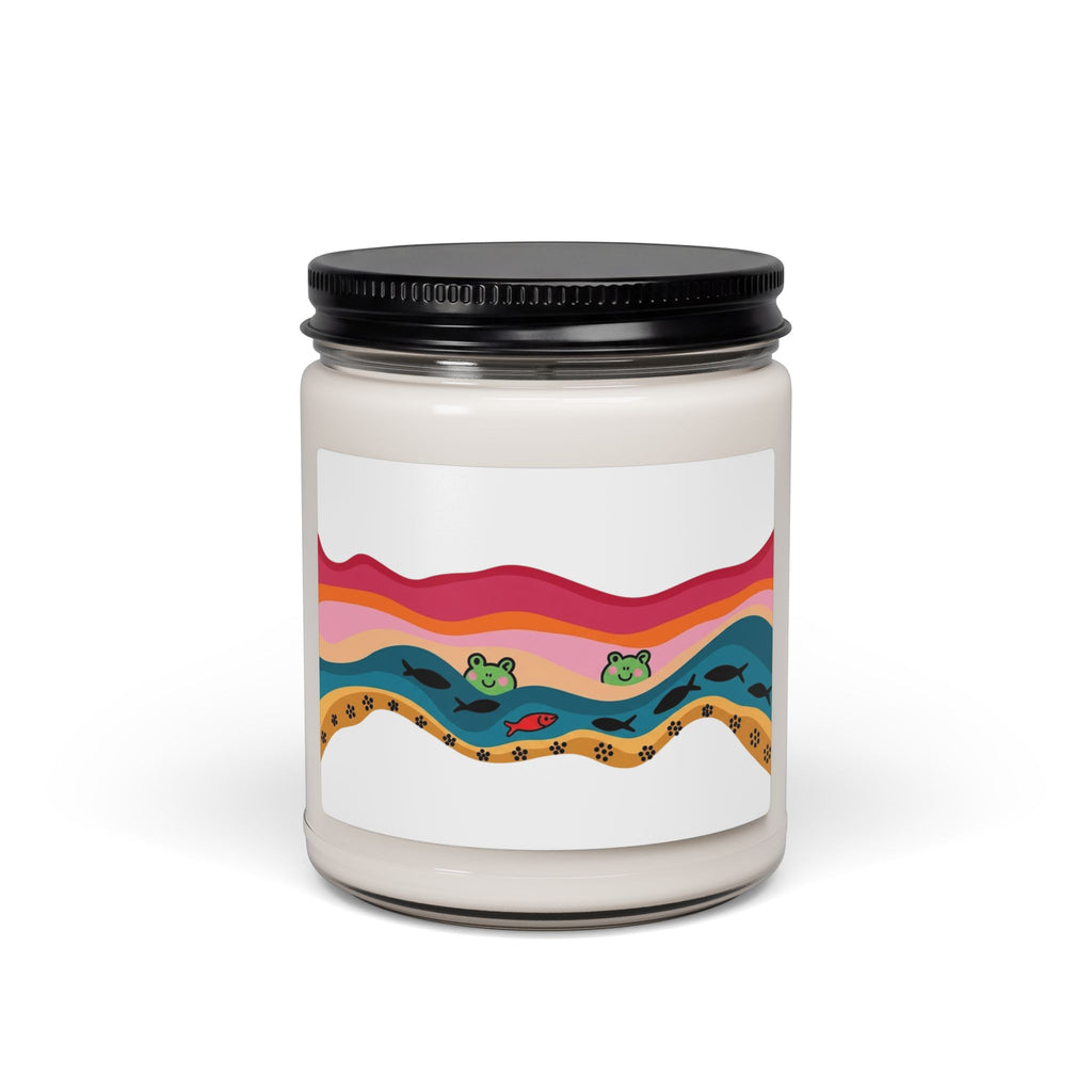 Soy Candle — Whimsical Sunset Frogs Scented Jar (9oz)