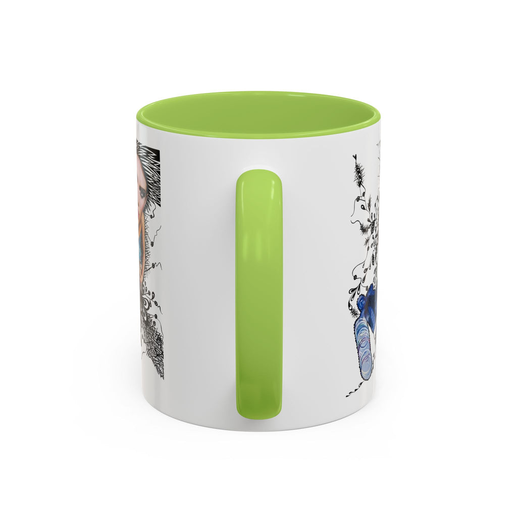 Fashion Illustration Girl Mug | Accent Coffee Mug, Black Handle