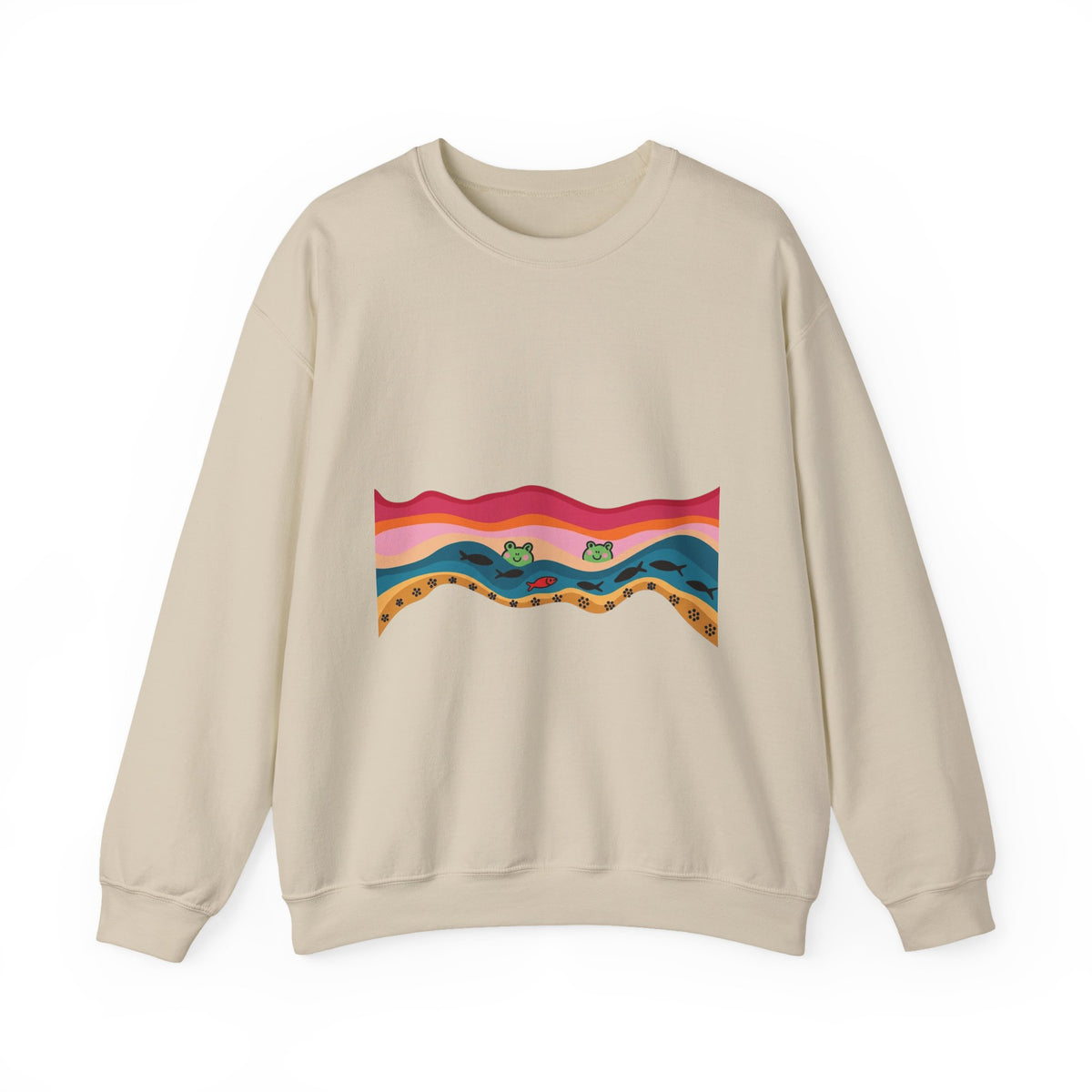 Desert Sunset Crewneck Sweatshirt — Retro Mountain & Cactus Graphic