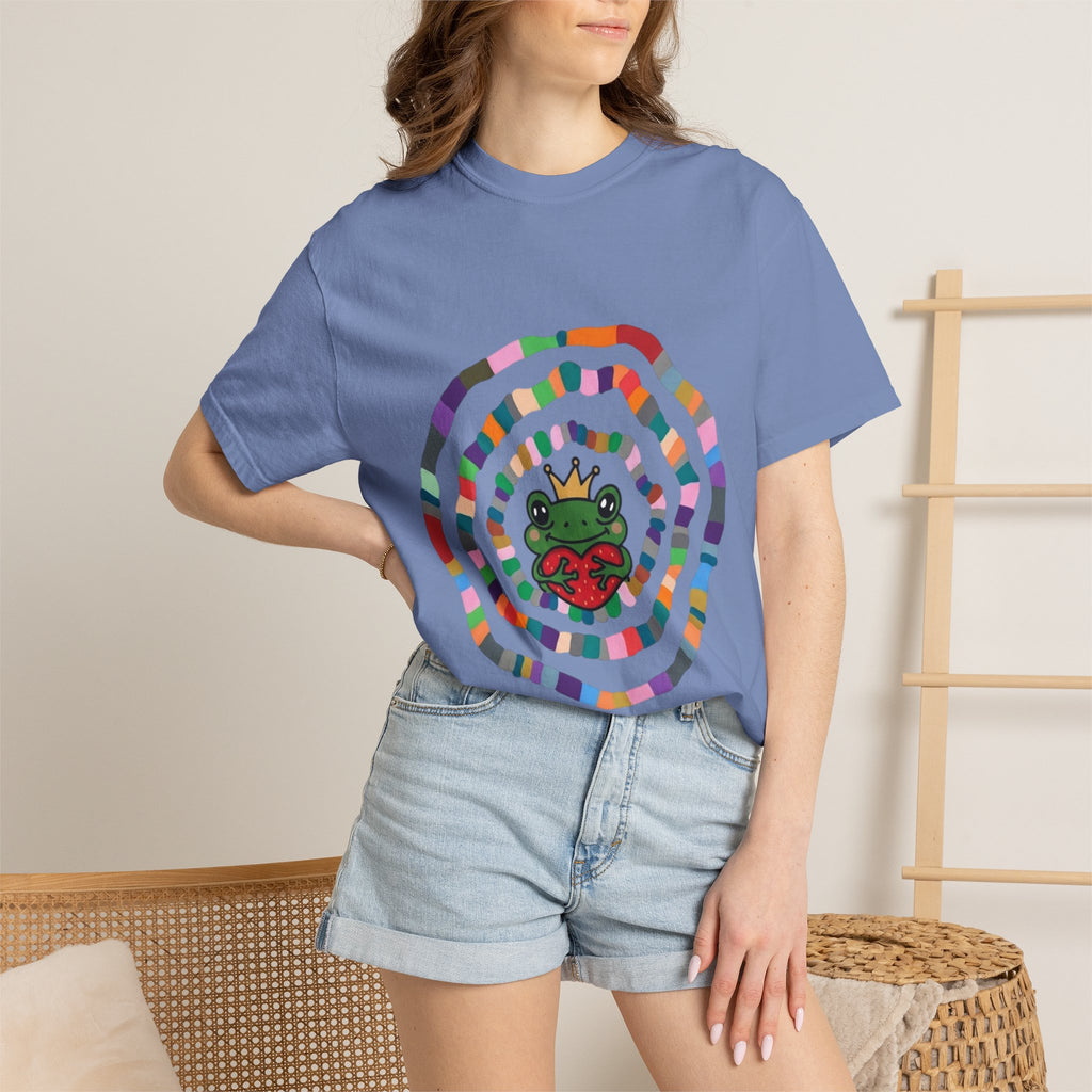 Crowned Frog Heart T-Shirt | Colorful Spiral Doodle