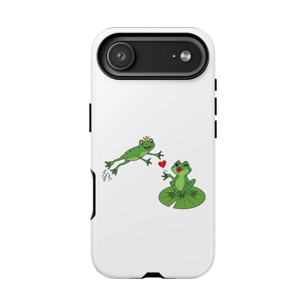 Kissing Frog Illustration Tough Phone Case | Cute Lily Pad Love Design