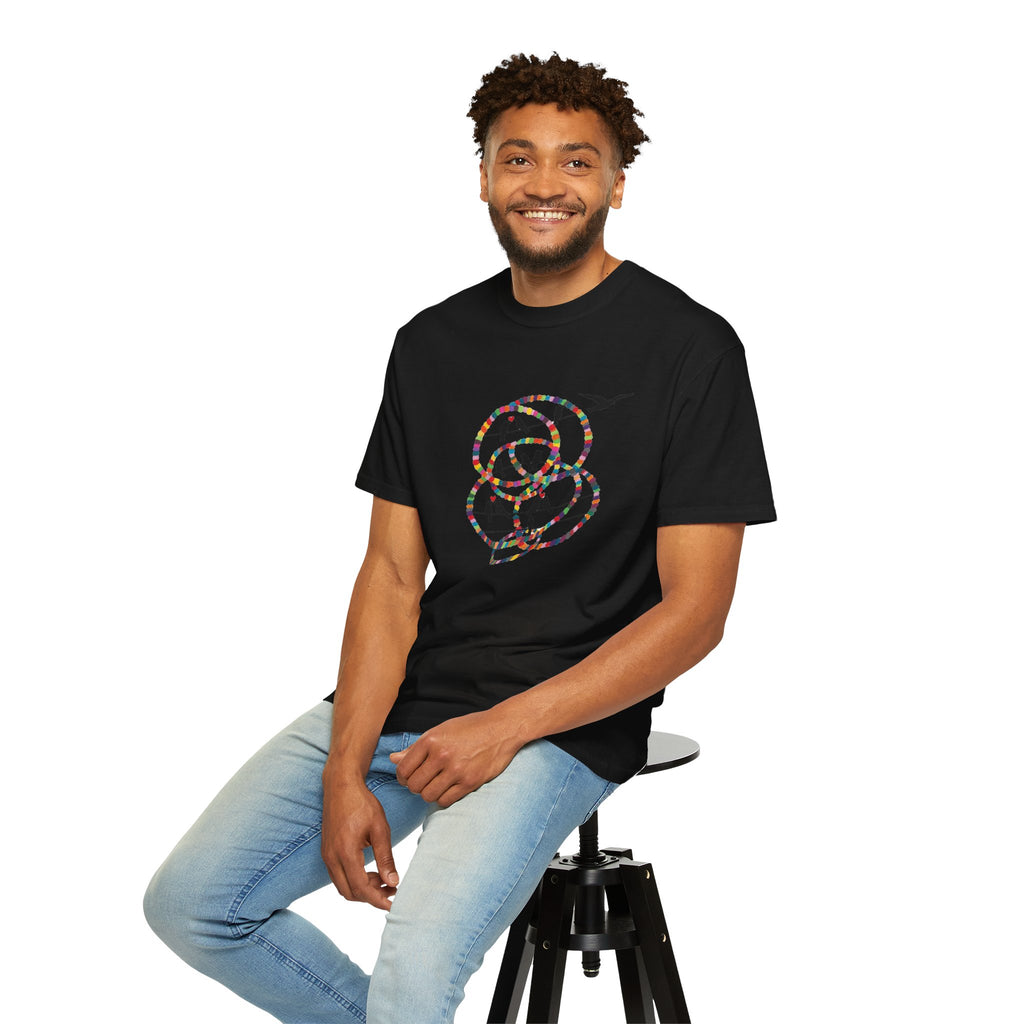 Bird Flight Graphic T-Shirt — Colorful Ring Silhouette Tee