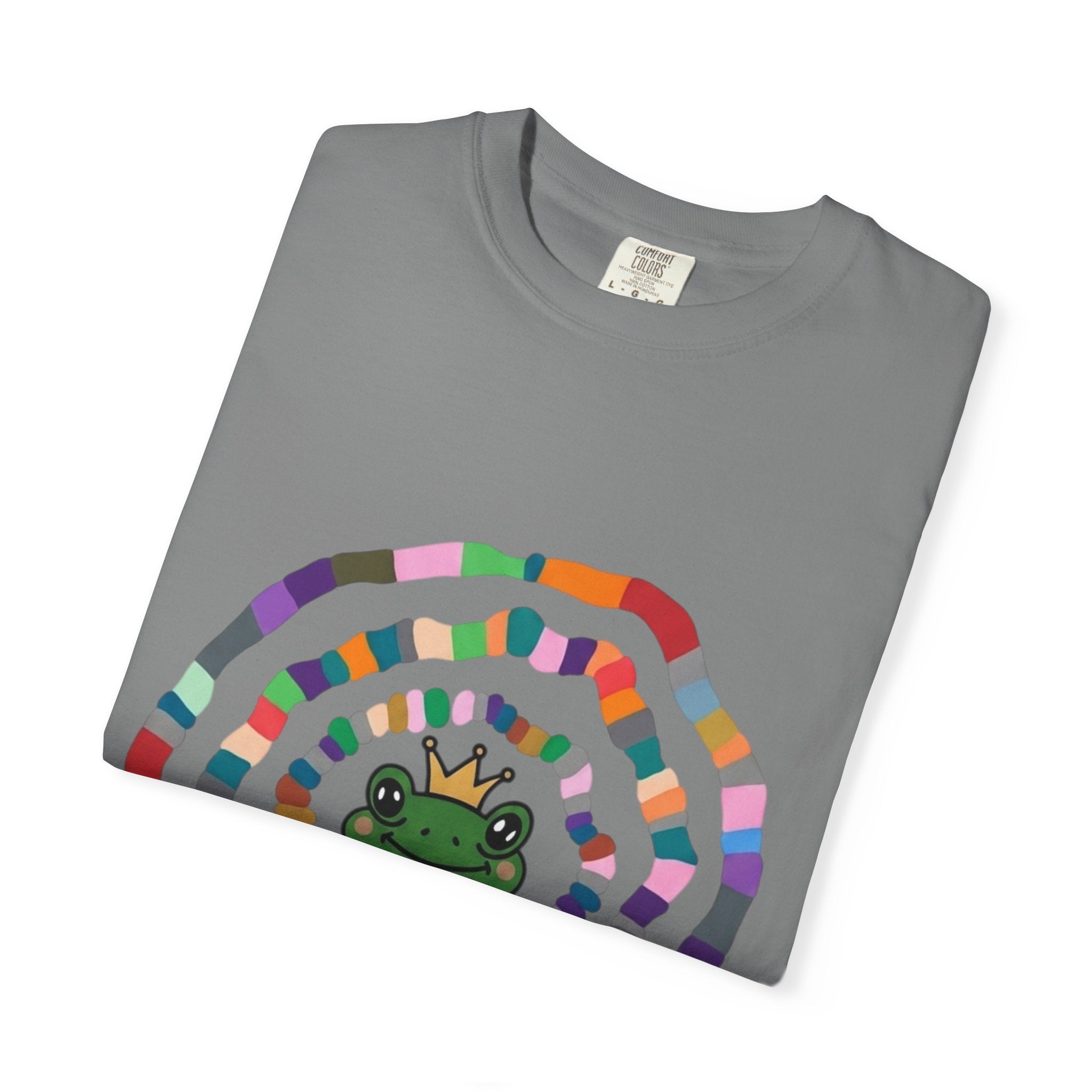 Crowned Frog Heart T-Shirt | Colorful Spiral Doodle