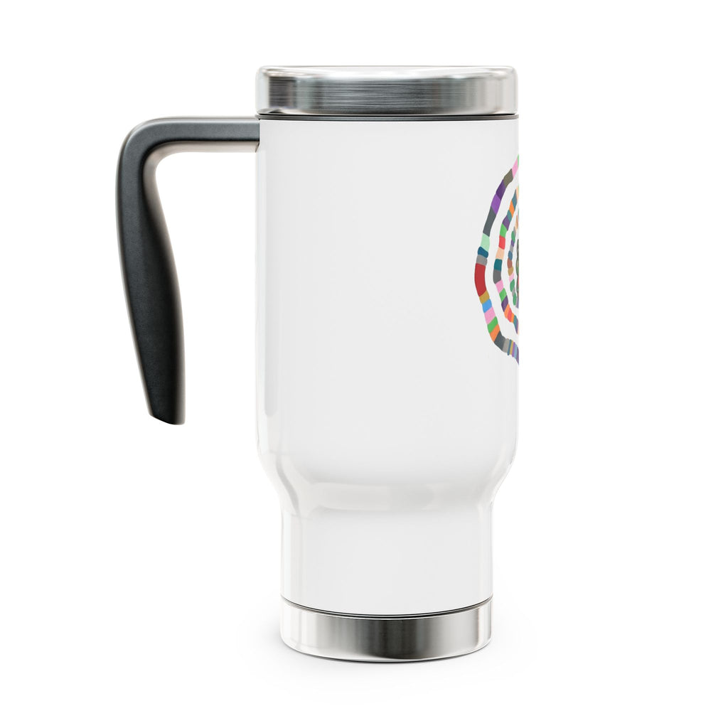 Rainbow Spiral Frog Holding Heart Travel Mug | 14oz Stainless Steel