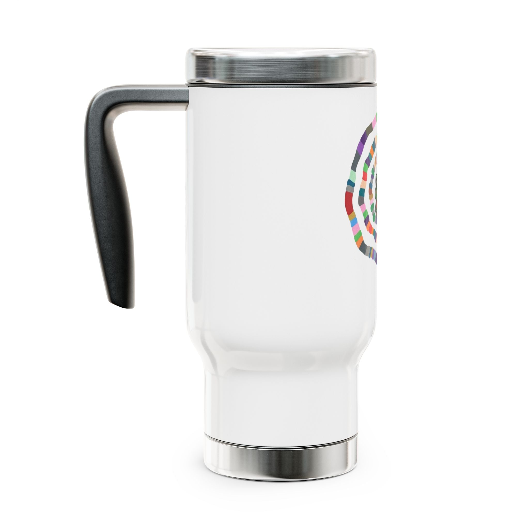 Rainbow Spiral Frog Holding Heart Travel Mug | 14oz Stainless Steel