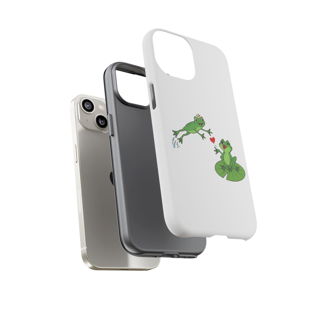 Kissing Frog Illustration Tough Phone Case | Cute Lily Pad Love Design