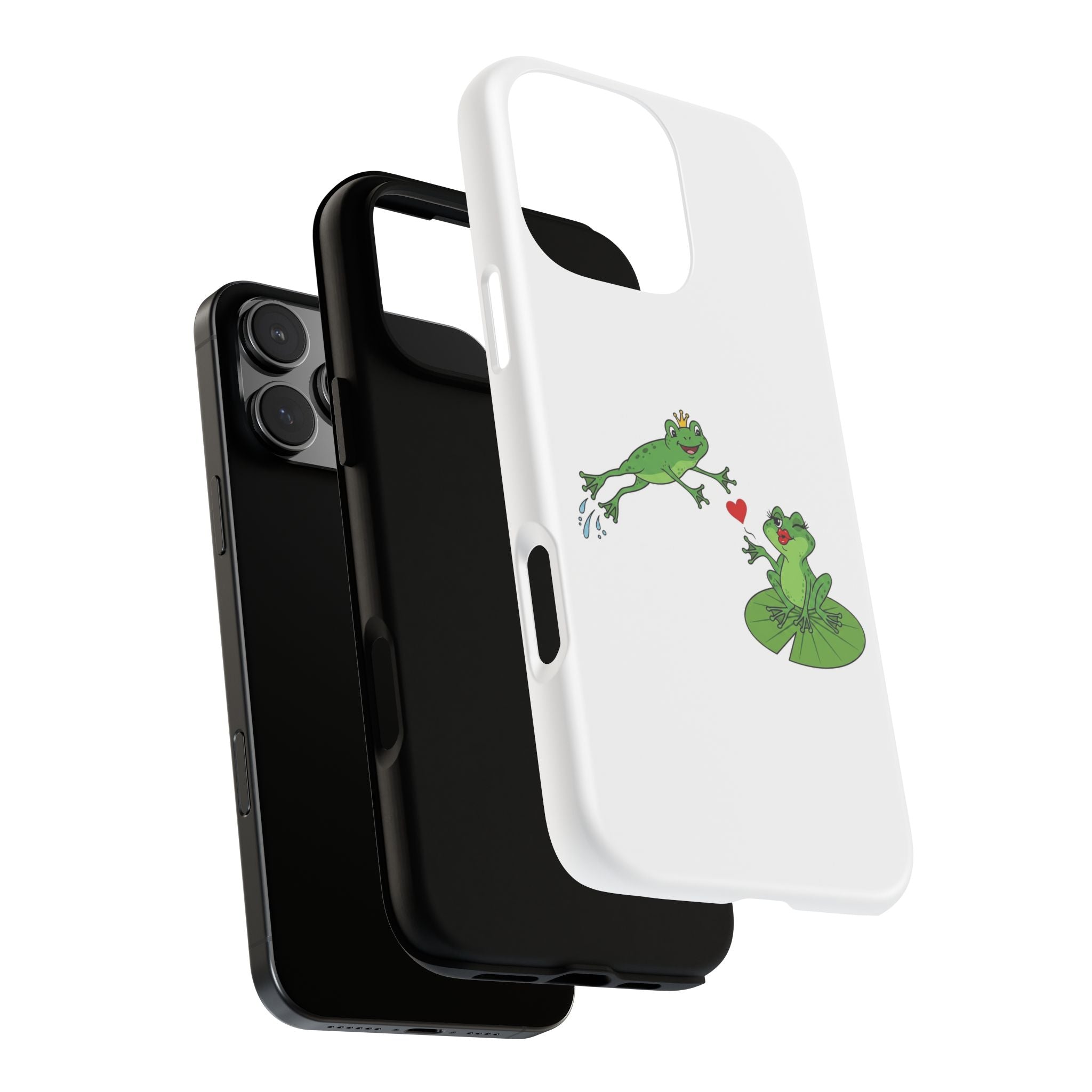 Kissing Frog Illustration Tough Phone Case | Cute Lily Pad Love Design