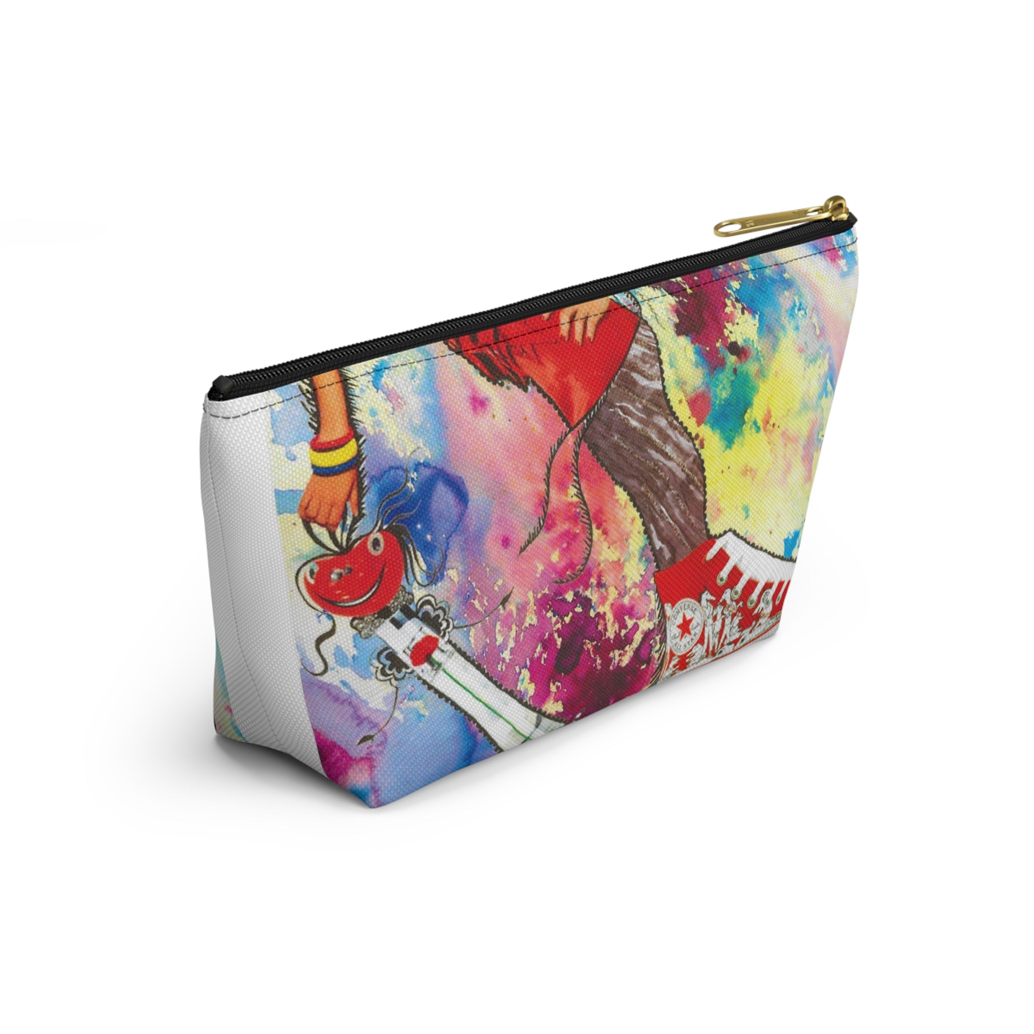 Colorful Girl Illustration Accessory Pouch | T-Bottom Cosmetic Bag