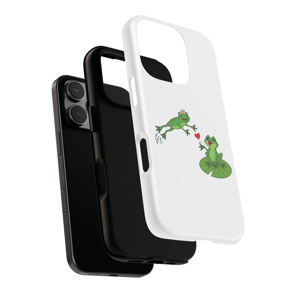 Kissing Frog Illustration Tough Phone Case | Cute Lily Pad Love Design
