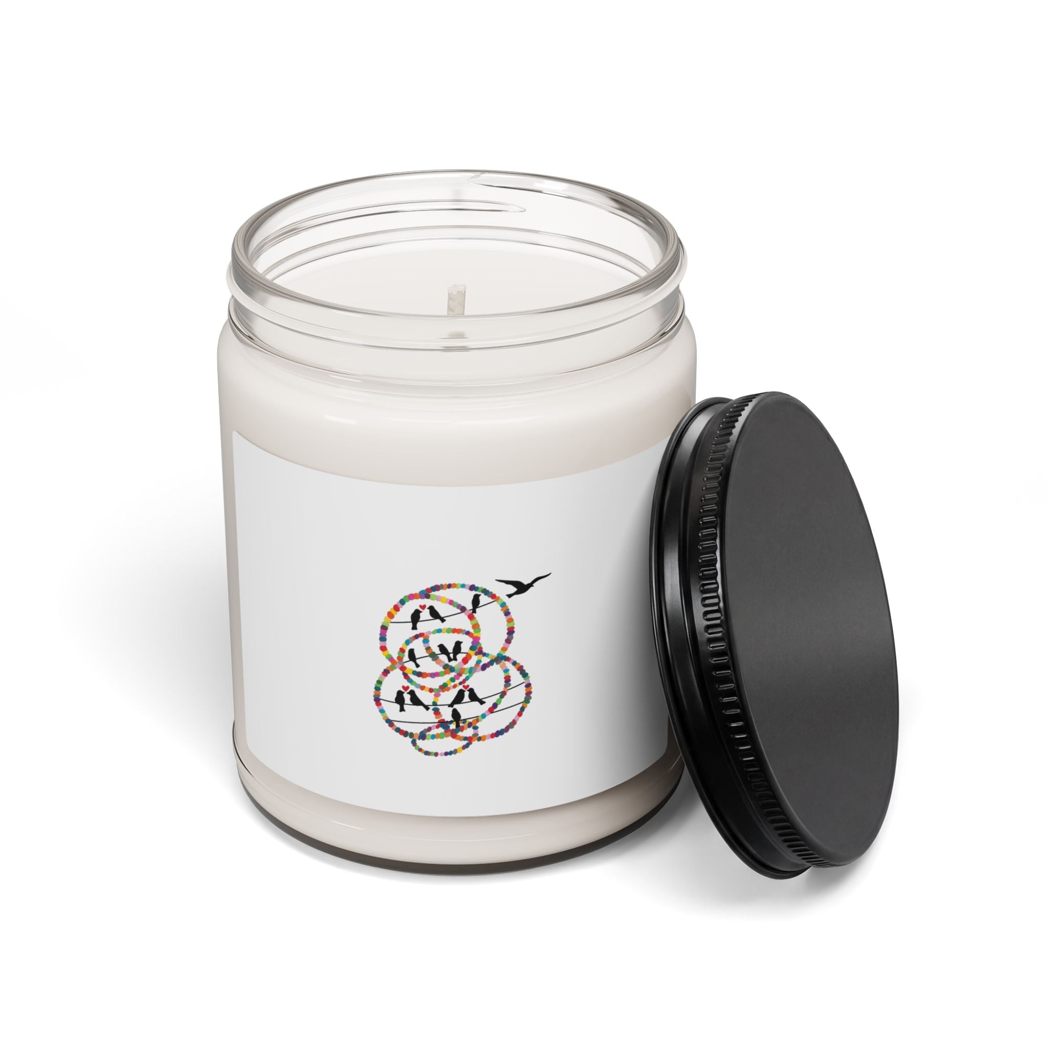 Soy Candle — Multicolor Concentric Rose Graphic, 9oz Scented Jar