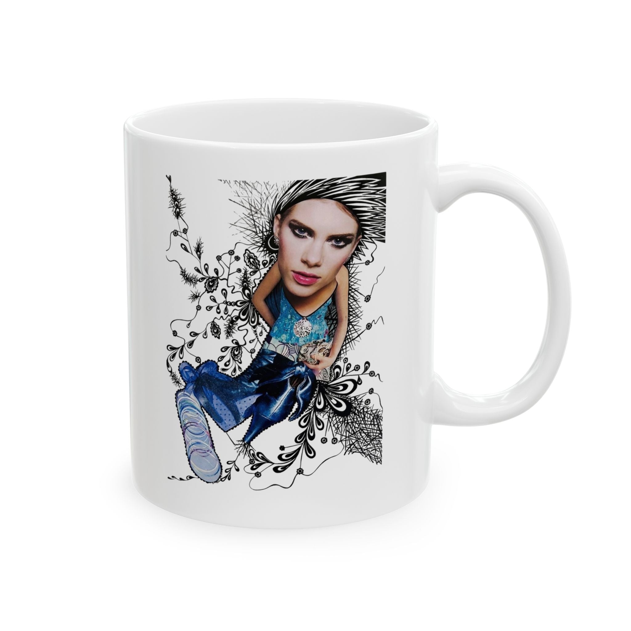 Anatomical Heart Illustration Mug | Watercolor Blue Heart Ceramic Mug